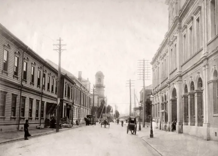 Framed Print : Street in Yokohama Japan, c. 1890 Framed Print : Street in Yokohama Japan, c. 1890