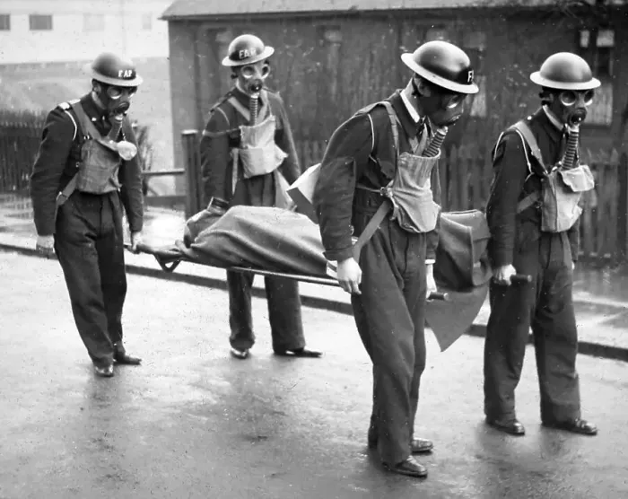 Framed Print : Stretcher carrying technique, ARP training exercise Framed Print : Stretcher carrying technique, ARP training exercise