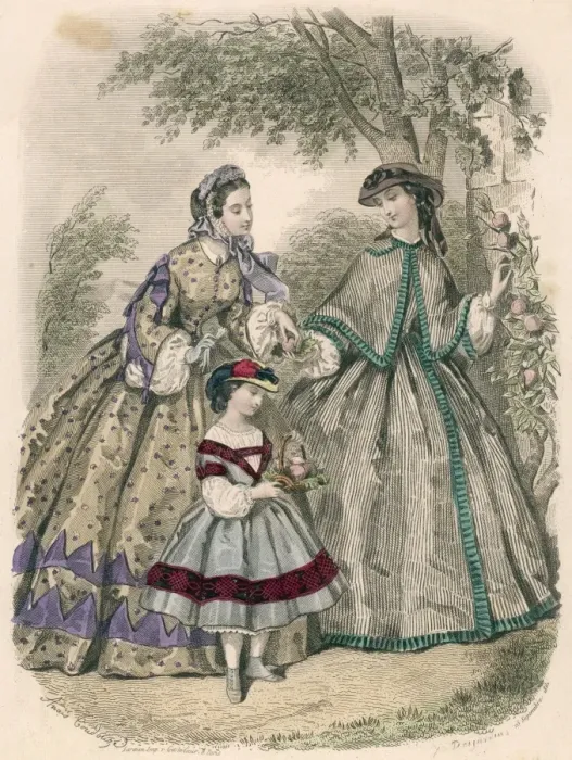 Framed Print : Striped Dress 1861 Framed Print : Striped Dress 1861