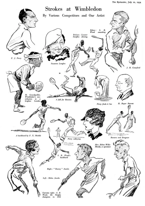 Framed Print : Strokes at Wimbledon - caricatures of tennis players Framed Print : Strokes at Wimbledon - caricatures of tennis players