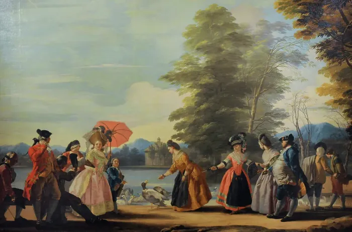 Framed Print : A Stroll beside the Large Pond of El Retiro, 1780 Framed Print : A Stroll beside the Large Pond of El Retiro, 1780