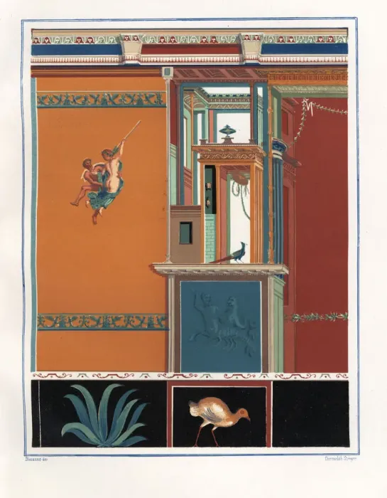 Framed Print : Stucco design with Bacchantes from the House Framed Print : Stucco design with Bacchantes from the House