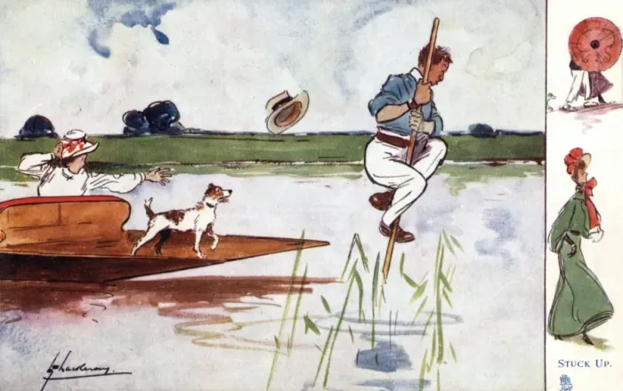 Framed Print : Stuck Up - A Punting Disaster Framed Print : Stuck Up - A Punting Disaster