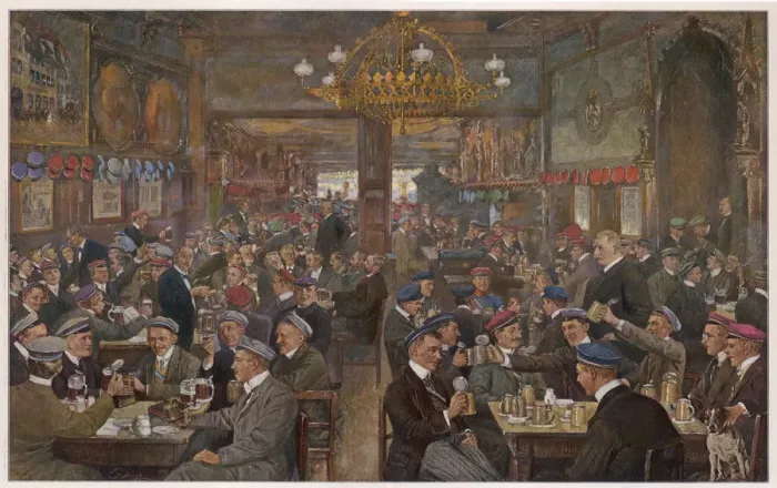 Framed Print : STUDENTS DRINKING 1909 Framed Print : STUDENTS DRINKING 1909