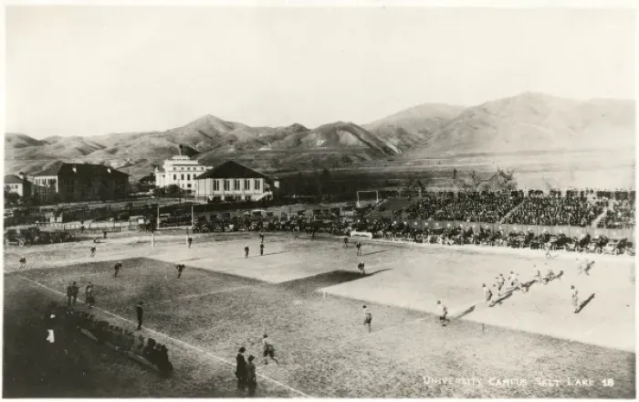 Framed Print : Students playing American football, University Campus Framed Print : Students playing American football, University Campus
