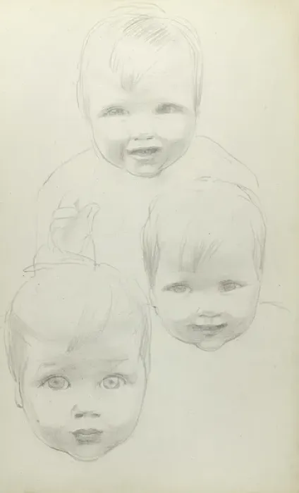 Framed Print : Three studies of babys head Framed Print : Three studies of babys head