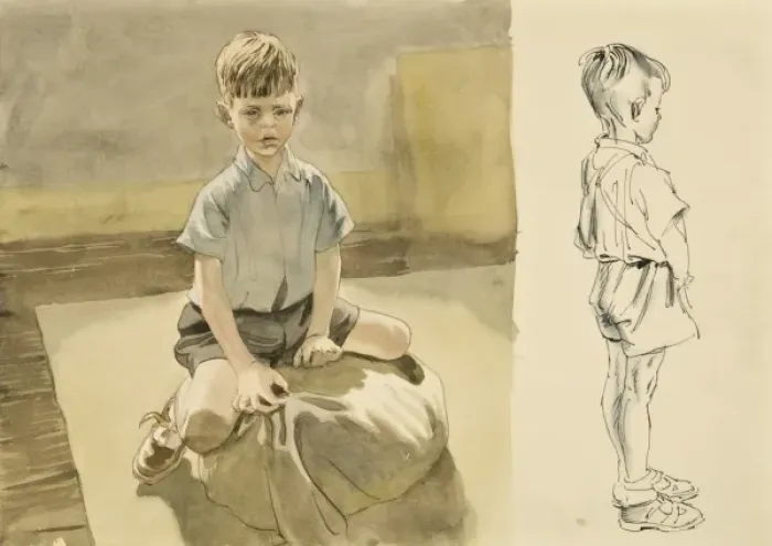 Framed Print : Two studies of a young boy Framed Print : Two studies of a young boy