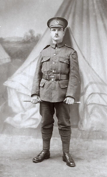 Studio photo, young man in military uniform, WW1