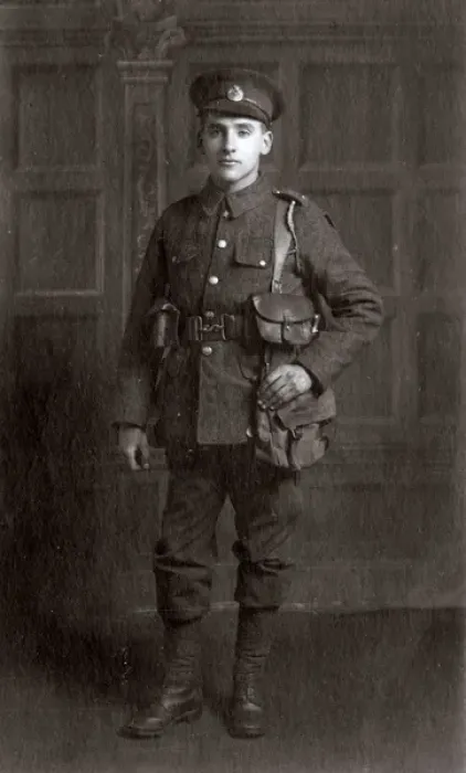 Framed Print : Studio photo, young man in Royal Engineers uniform, WW1 Framed Print : Studio photo, young man in Royal Engineers uniform, WW1