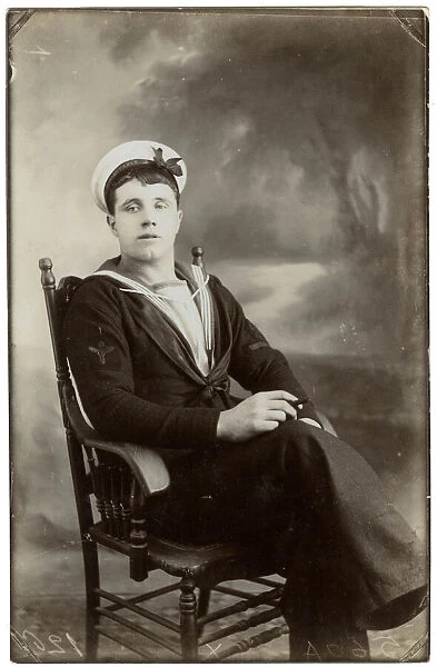 Studio portrait of a sailor, HMS Indomitable, WW1