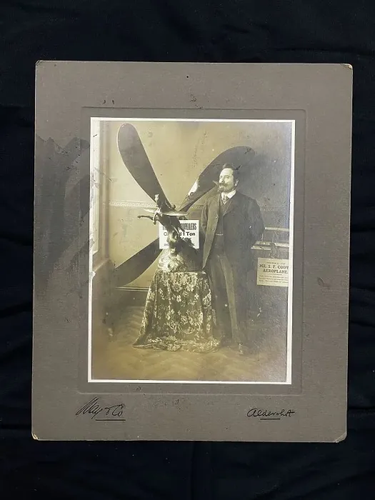 Framed Print : Studio portrait of Samuel Cody, with Michelin Trophy Framed Print : Studio portrait of Samuel Cody, with Michelin Trophy