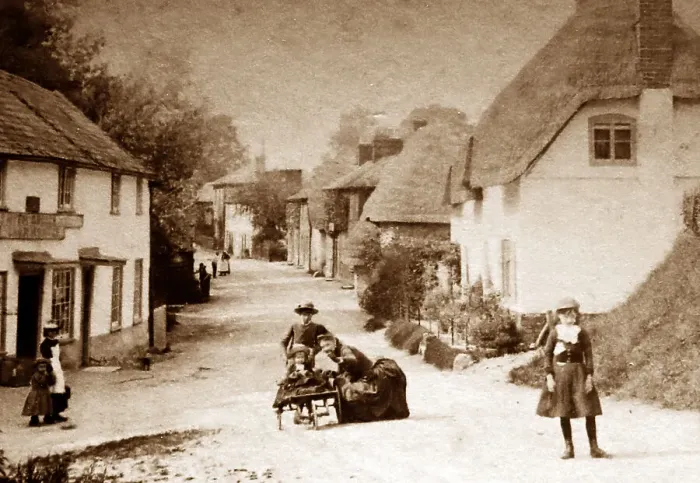 Framed Print : Studley village, Wiltshire, Victorian period Framed Print : Studley village, Wiltshire, Victorian period