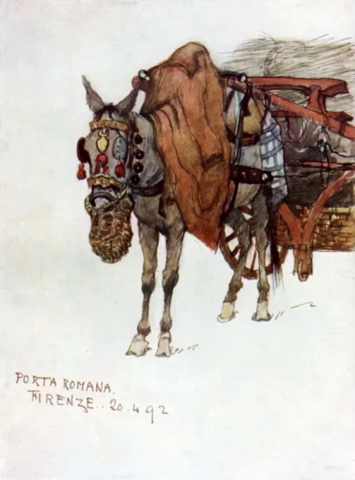 Framed Print : Study of a mule with decorated harness and rope nose-bag Framed Print : Study of a mule with decorated harness and rope nose-bag