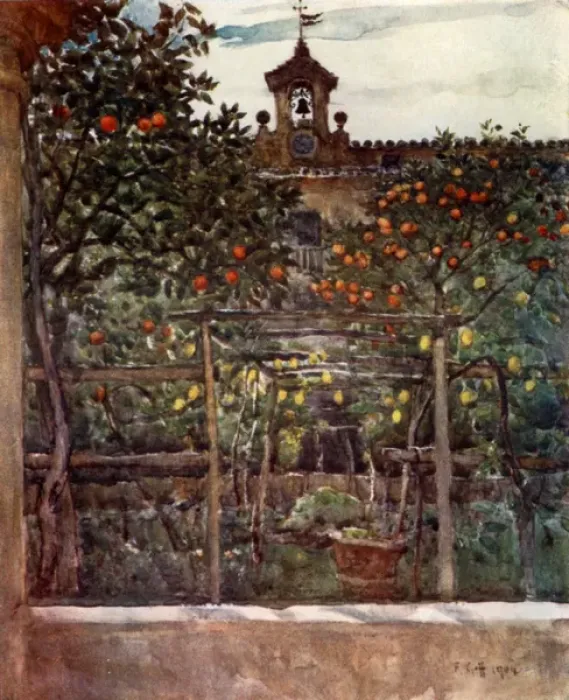 Framed Print : Study of Orange and Lemon Trees in an Ancient Convent Garden Framed Print : Study of Orange and Lemon Trees in an Ancient Convent Garden