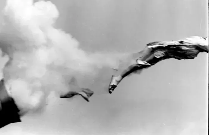 Framed Print : Stunt woman cannonball loses her knickers Framed Print : Stunt woman cannonball loses her knickers
