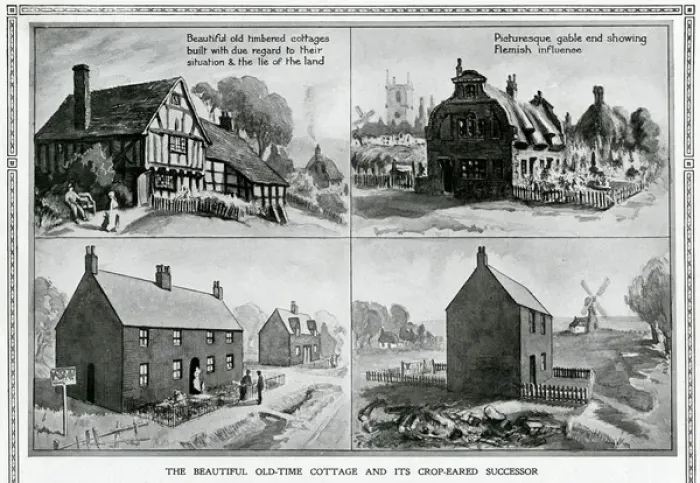 Framed Print : Styles of cottage, old and new Framed Print : Styles of cottage, old and new