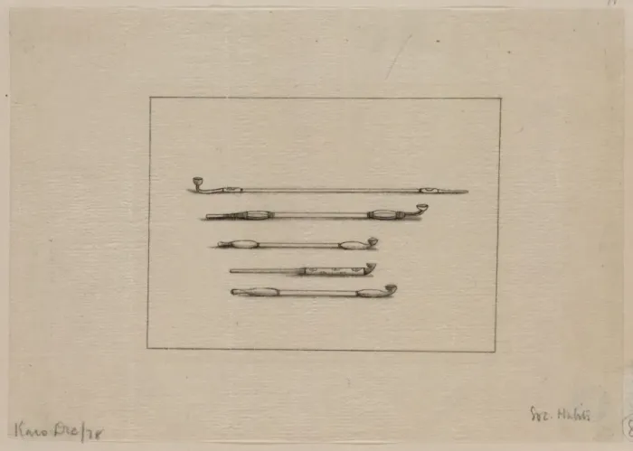 Framed Print : Five styles of tobacco or opium pipes Framed Print : Five styles of tobacco or opium pipes