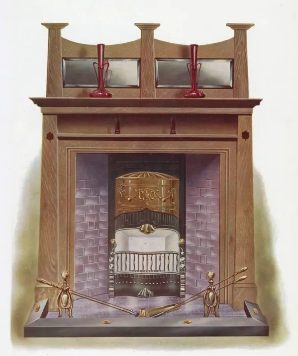 Framed Print : Stylish Fireplace 1908 Framed Print : Stylish Fireplace 1908