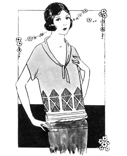 Stylish young lady wearing a cowboy tie-neck bodice