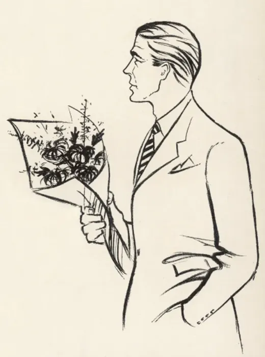 Framed Print : Suave man with bouquet Framed Print : Suave man with bouquet