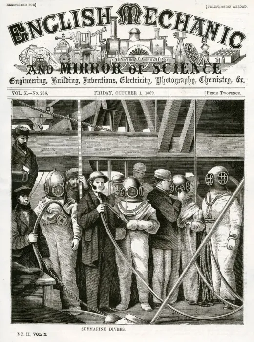 Framed Print : Submarine divers 1869 Framed Print : Submarine divers 1869