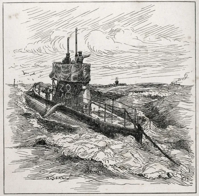 Framed Print : A submarine at the surface with spotters in the turret Framed Print : A submarine at the surface with spotters in the turret