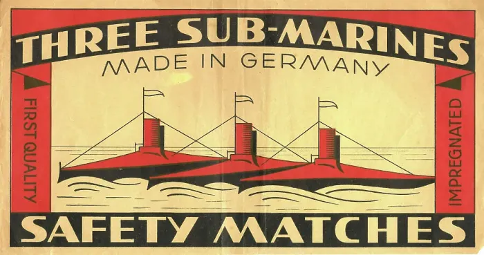 Framed Print : Three Submarines Safety Matches, made in Germany Framed Print : Three Submarines Safety Matches, made in Germany