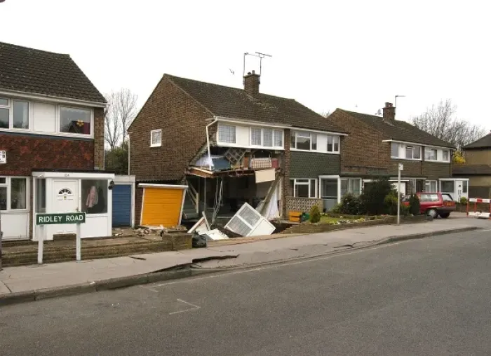 Framed Print : Subsidence damage, 122 Ridley Road, Bromley Framed Print : Subsidence damage, 122 Ridley Road, Bromley