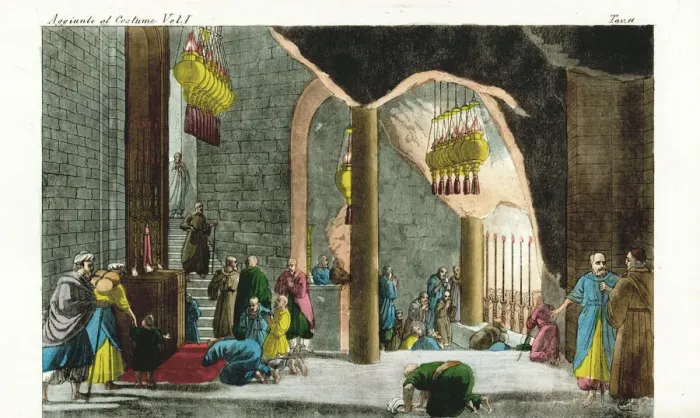 Framed Print : Subterranean church in Bethlehem, 1800s