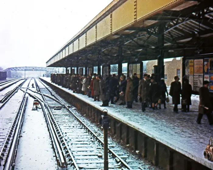 Framed Print : Suburban railway station under snow Framed Print : Suburban railway station under snow