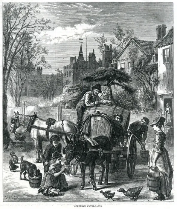 Framed Print : SUBURBAN WATER CARTS 1875 Framed Print : SUBURBAN WATER CARTS 1875