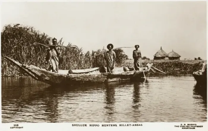 Framed Print : Sudan - Shulluck Hippo Hunters at Hillet-Abbas Framed Print : Sudan - Shulluck Hippo Hunters at Hillet-Abbas