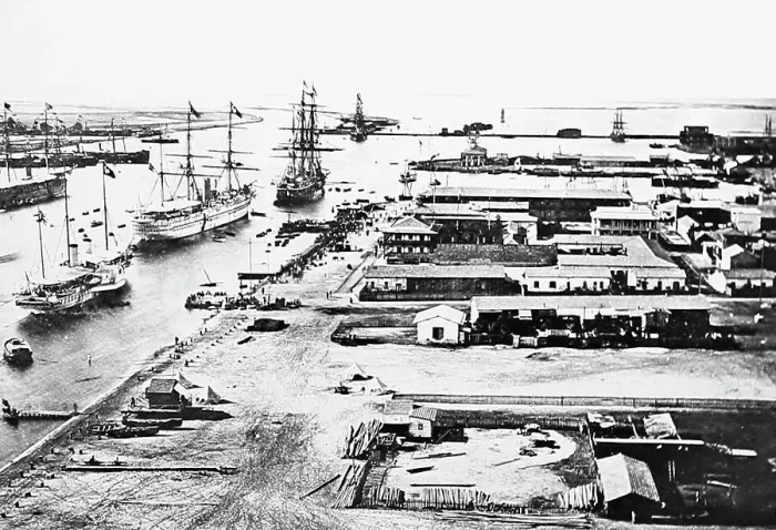 Framed Print : Suez Canal at Port Said, Egypt, Victorian period Framed Print : Suez Canal at Port Said, Egypt, Victorian period