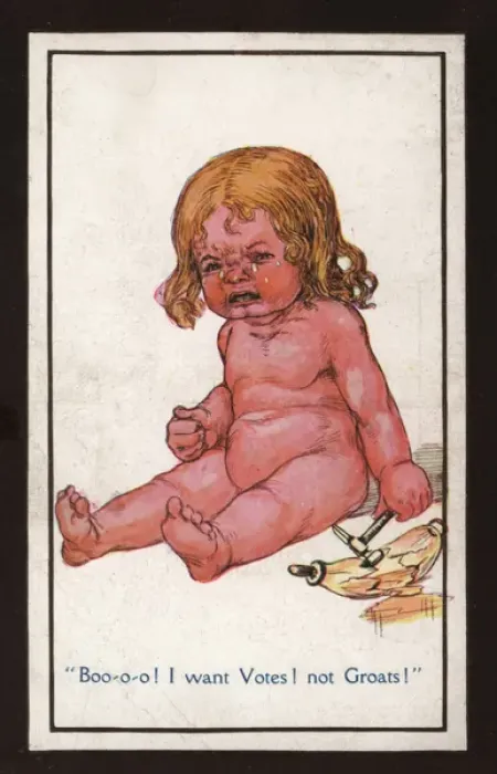Framed Print : Suffragette Baby Votes not Groats Framed Print : Suffragette Baby Votes not Groats