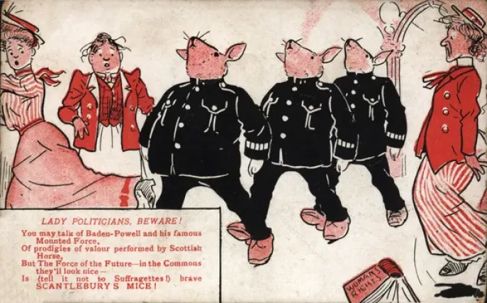 Framed Print : Suffragette, Beware Scantleburys Mice Framed Print : Suffragette, Beware Scantleburys Mice