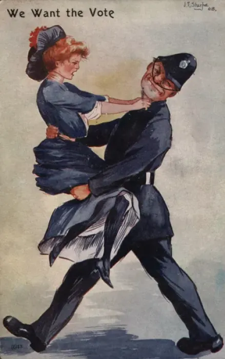Framed Print : Suffragette Carried off by Policeman Framed Print : Suffragette Carried off by Policeman