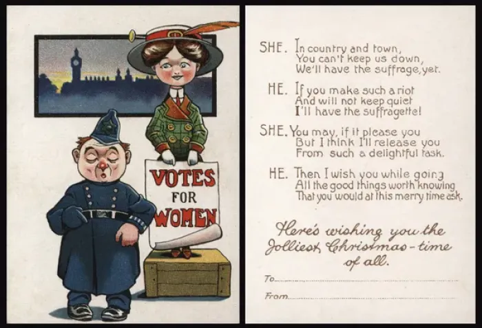 Framed Print : Suffragette Christmas Card Votes for Women Framed Print : Suffragette Christmas Card Votes for Women