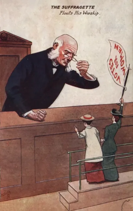 Framed Print : Suffragette and Judge in Court Framed Print : Suffragette and Judge in Court
