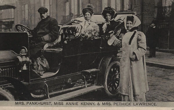 Suffragette Leaders Mrs. Pankhurst in W. S. P. U Car