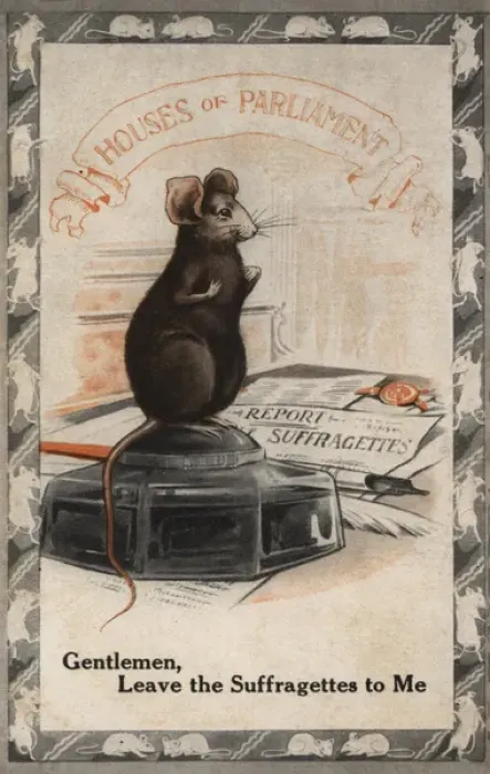 Framed Print : Suffragette Mouse in Houses of Parliament Framed Print : Suffragette Mouse in Houses of Parliament