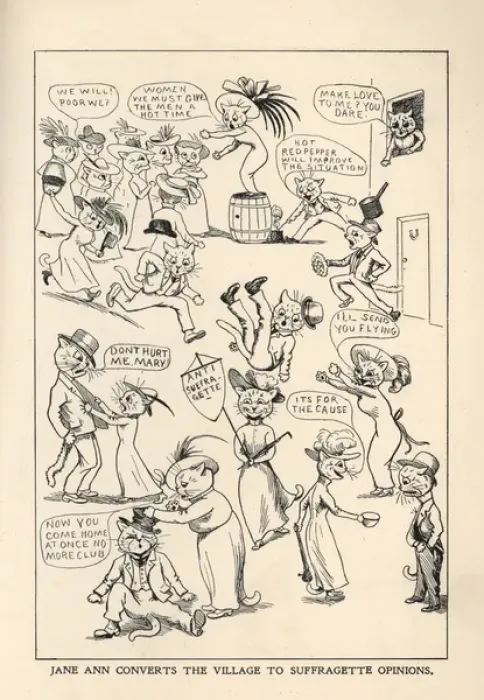 Framed Print : Suffragette Opinions Campaign Cats Framed Print : Suffragette Opinions Campaign Cats