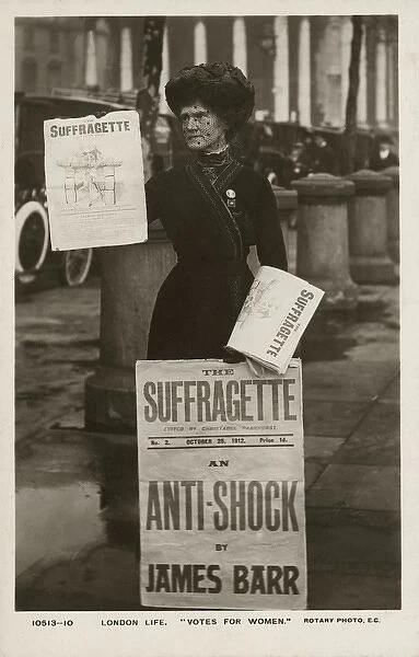 Suffragette selling copies of The Suffragette