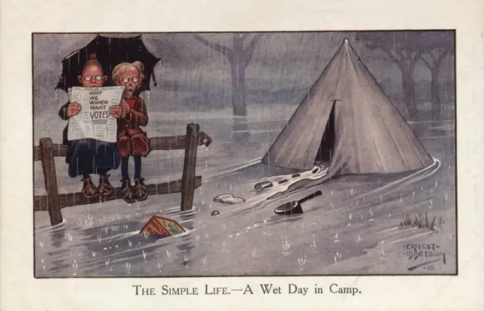 Framed Print : Suffragette, Simple Life - Wet day in Camp Framed Print : Suffragette, Simple Life - Wet day in Camp