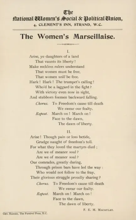 Framed Print : Suffragette Song Anthem Womens Marsellaise Framed Print : Suffragette Song Anthem Womens Marsellaise