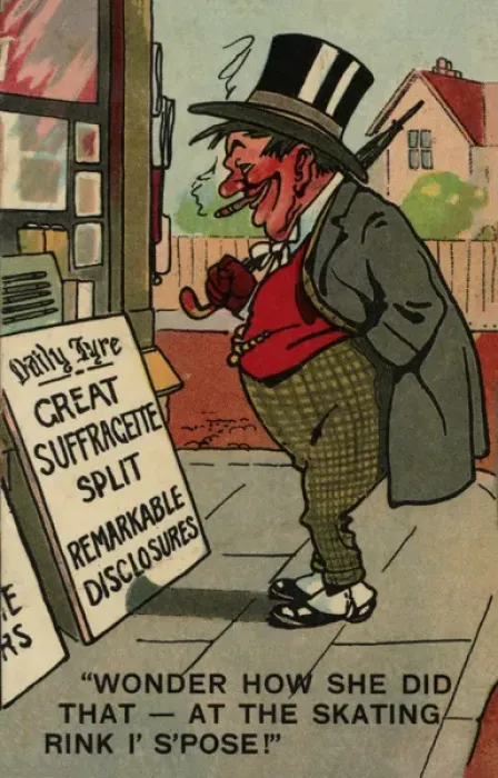 Framed Print : Suffragette, Split Red Faced Man Framed Print : Suffragette, Split Red Faced Man