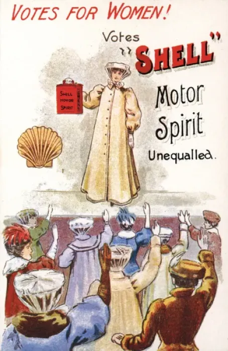 Framed Print : Suffragette Votes for Shell Motor Spirit Framed Print : Suffragette Votes for Shell Motor Spirit