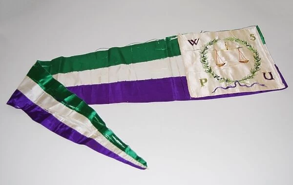 Suffragette W. S. P. U Regalia Flag
