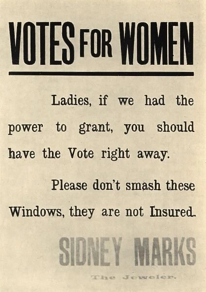 Suffragette Window Breaking Campaign