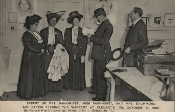 Framed Print : Suffragettes Arrested Clements Inn 1908 Framed Print : Suffragettes Arrested Clements Inn 1908