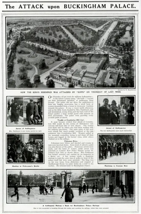 Framed Print : Suffragettes at Buckingham Palace, London Framed Print : Suffragettes at Buckingham Palace, London